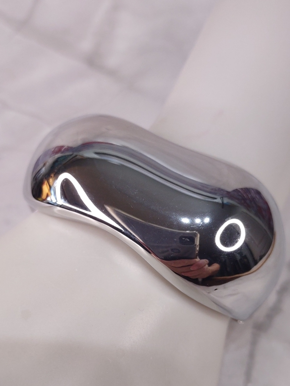Sculptural Silver-Plate Hinged Bangle Bracelet
